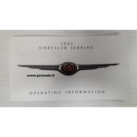 Omistajan käsikirja Englanniksi Chrysler Sebring 2002