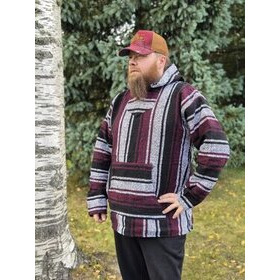  Baja-huppari Musta-viininpun.-valko-raitainen **Koko XXL**