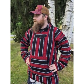  Baja-huppari Puna-musta-valkoinen **Koko 3XL**