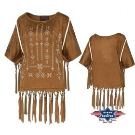 Naisten kuviollinen hapsutunika - ruskea