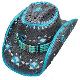 Black & Blue Straw Hat
