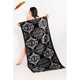 Aztek kuvioinen kylpypyyhe harmaa/musta