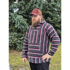  Baja-huppari Harmaa pinkeillä raidoilla **Koko XL**