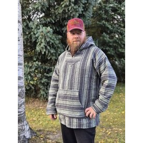  Baja-huppari Harmaa-vaalean vihreä raitainen **Koko XXL**
