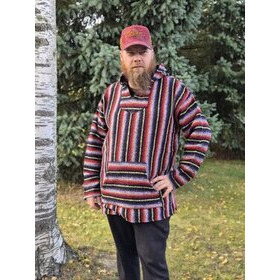 Baja-huppari Musta-kelta-puna-lilat raidat **Koko 3XL**