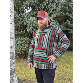 Baja-huppari Musta-vihreä-puna-valkoiset raidat **Koko XL**
