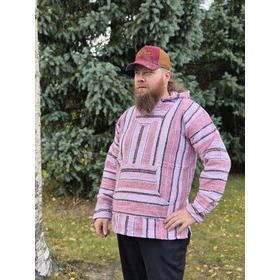 Baja-huppari Vaaleanpunainen musta-valkoisilla raidoilla **Koko XL**