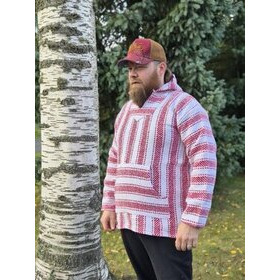 Baja-huppari Valko-puna raitainen **Koko L**