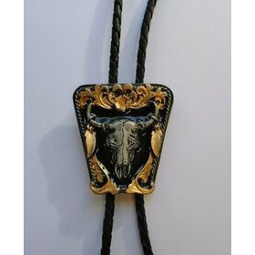 Bolo-kravatti kulta-musta härän kallo 