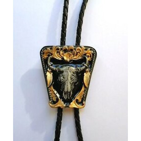 Bolo-kravatti kulta-musta härän kallo 