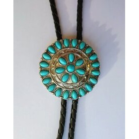 Bolo-kravatti pyöreä Concho turkooseilla kivillä