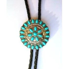 Bolo-kravatti pyöreä Concho turkooseilla kivillä
