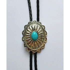 Bolo-kravatti soikea Concho turkoosilla kivellä