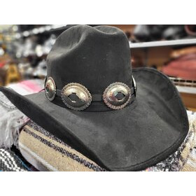 Nahkainen hattupanta isoilla conchoilla, musta