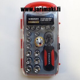Husky-hylsysarja tuuma-/millikoko lyhyellä räikkävääntimellä 1/4"ja 3/8" karalla 25-osaa