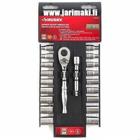 Husky hylsysarja tuuma-/millikoko lyhyellä räikkävääntimellä 1/4" karalla