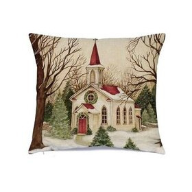 Jouluaiheinen koristetyynyn päällinen 40*40cm - Kirkko