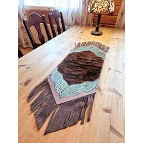 Kaitaliina lehmäntaljasta ruskea-turkoosi 98 cm