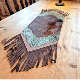 Kaitaliina lehmäntaljasta ruskea-turkoosi 98 cm