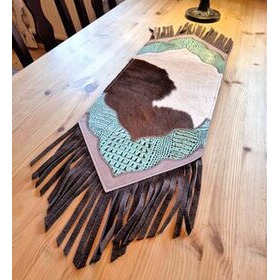 Kaitaliina lehmäntaljasta ruskea-turkoosi 98 cm