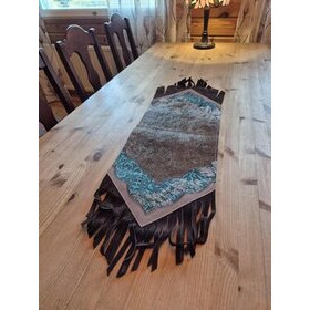 Kaitaliina lehmäntaljasta ruskea-turkoosi 98 cm