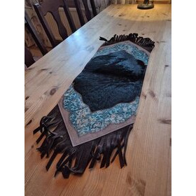 Kaitaliina lehmäntaljasta tumman ruskea-turkoosi 98 cm