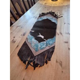 Kaitaliina lehmäntaljasta tumman ruskea-turkoosi 98 cm