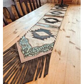 Kaitaliina lehmäntaljasta vaalea/ruskea-turkoosi 195 cm