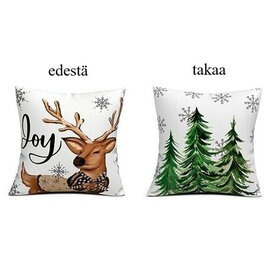 Kaksipuolinen jouluaiheinen koristetyynyn päällinen 40*40cm - Joy