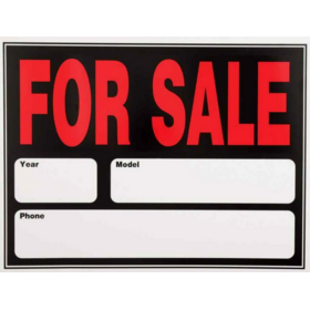 Kyltti For Sale tiedoilla (muovikyltti) 