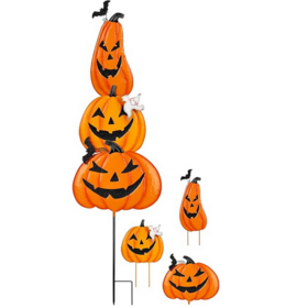 Metallinen puutarhakyltti - Kurpitsat ja haamut