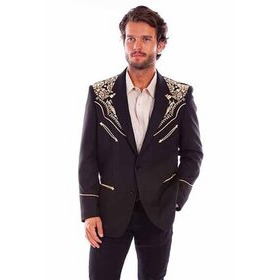 Musta Scully-bleiseri kultaisella koristebrodeerauksella 