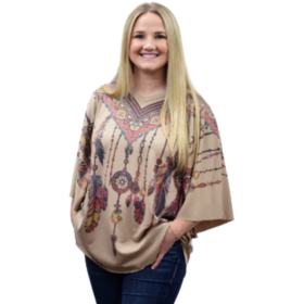 Naisten poncho, mocha