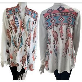  Naisten sulka-kuvioinen jakku Vibrant Feathers