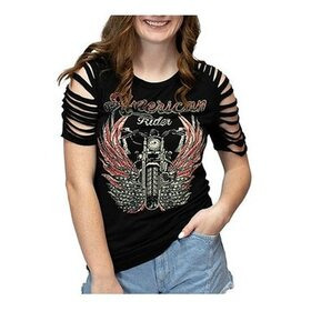  Naisten t-paita viilletyillä hihoilla - American Rider **KOKO S**