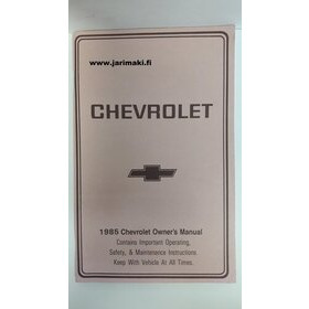 Omistajan käsikirja käytetty Englanniksi Chevrolet Caprice Sedan/STW 1985