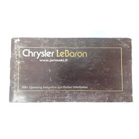 Omistajan käsikirja käytetty Englanniksi Chrysler LeBaron 1981