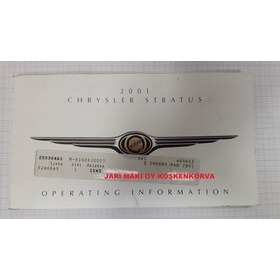 Omistajan käsikirja Englanniksi Chrysler Stratus/Sebring 2001