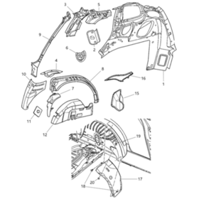 Sisälokasuoja taka oikea ala Chrysler PT Cruiser 2001-2010