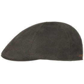 Stetson Herringbone Duck Flat Cap - Dark Olive