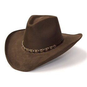 Suede finish pinch front -westernhattu, ruskea