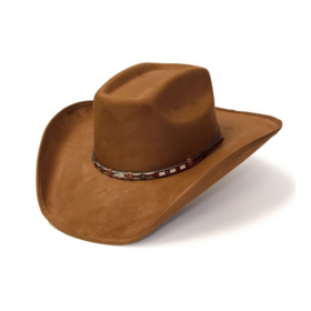 Suede finish wide ruskea -westernhattu