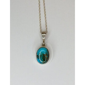 Turquoise kivi - riipus hopeaketjulla