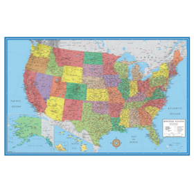 USA kartta-juliste (taiteltu)