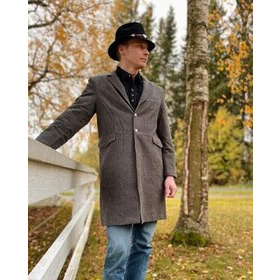 Westerntyylinen pitkä puuvillatakki, harmaa