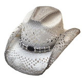 Olkihattu Raffia valkoharmaa