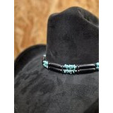 Hattupanta kivet ja helmet, musta-turkoosi