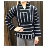 Baja-huppari musta, vaaleilla raidoilla **koko S**