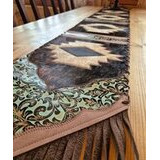 Kaitaliina lehmäntaljasta ruskea-turkoosi 195 cm