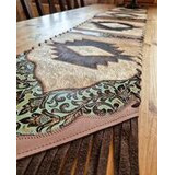 Kaitaliina lehmäntaljasta vaalea/ruskea-turkoosi 195 cm